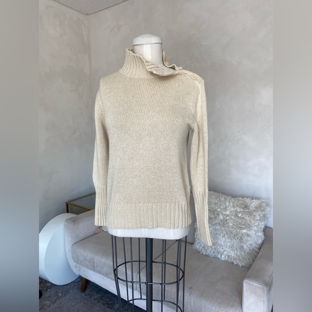 VINTAGE RALPH LAUREN MOCK NECK COTTON SWEATER SZ S/M
